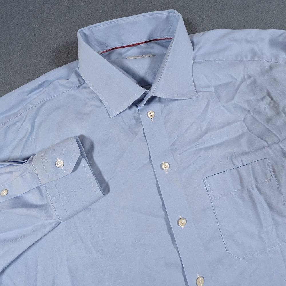 Eton Classic Dress Shirt Mens Size 18 Blue Long Sleeve Button Up
